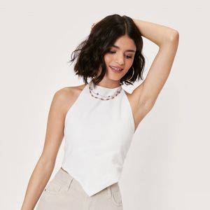 White Linen Halter Neck Cami Top